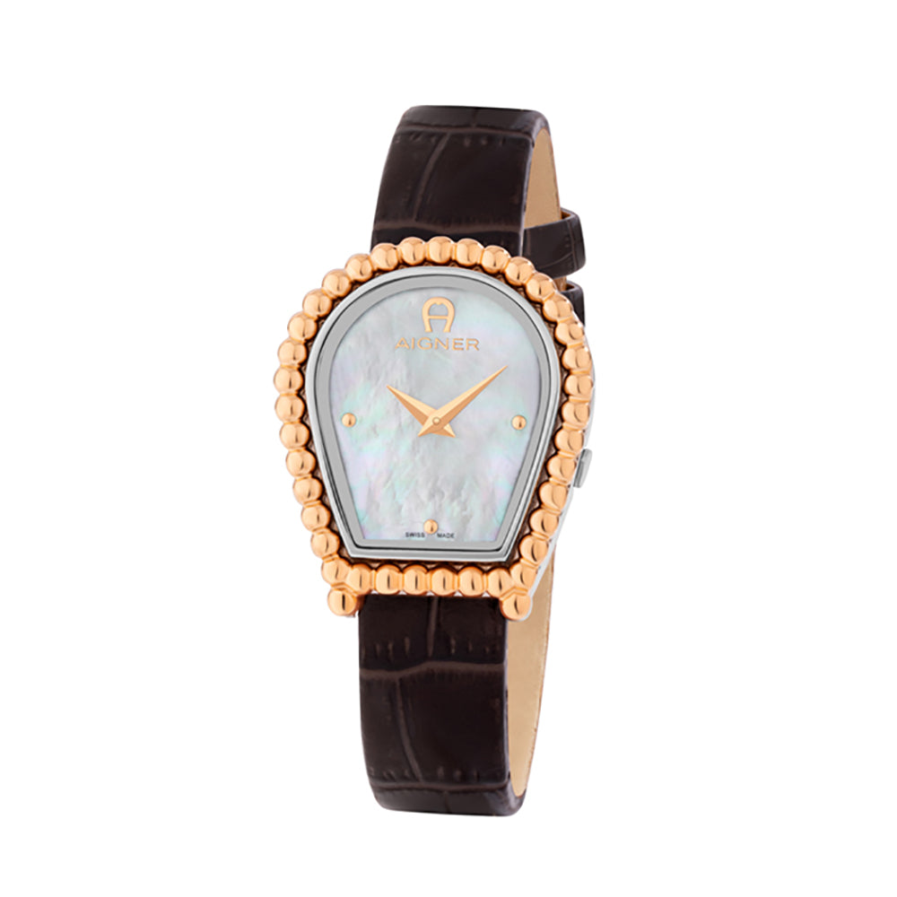 Aigner Novara Ladies Leather White Mop Dial Watch | Ma147203 | The Watch House. Shop at www.watches.ae Regular price AED 2625 . Online offers available.