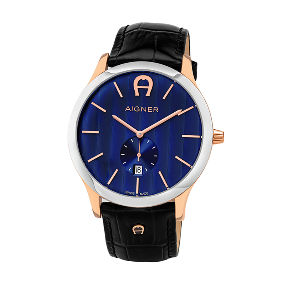 Aigner Treviso Gents Leather Blue Dial Watch | Ma44117 | The Watch House. Shop at www.watches.ae Regular price AED 2125 . Online offers available.