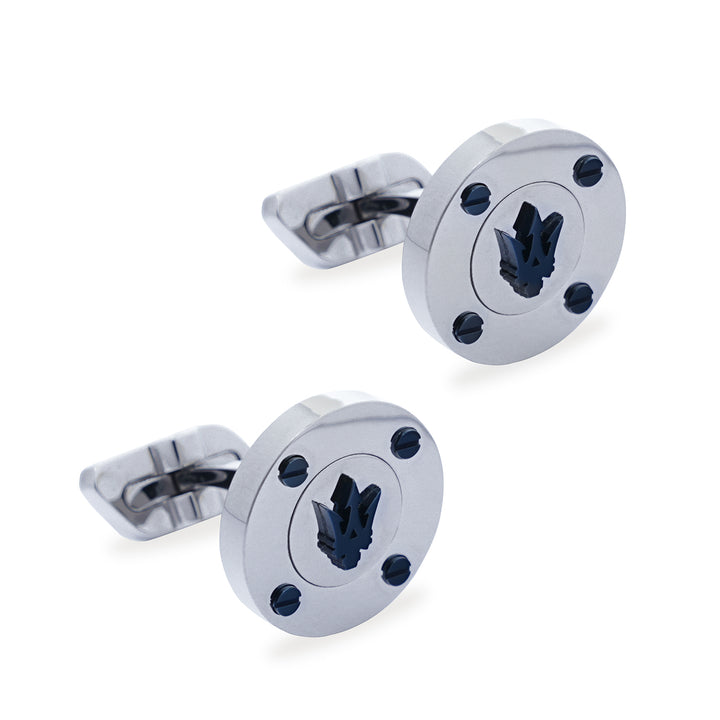 MASERATI J CUFFLINKS IP BLUE SCREWS