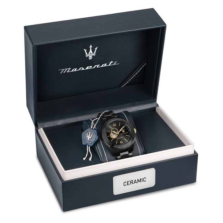 Maserati TRAGUARDO CERAMIC 45 AUTO BLK DIAL BR BK