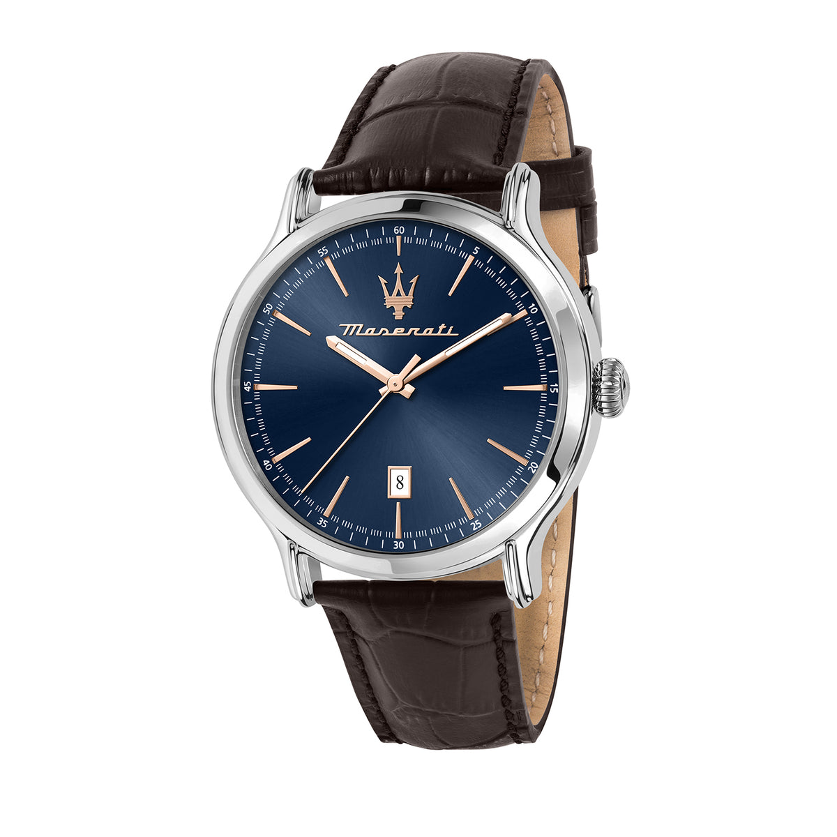 Maserati Epoca 42MM 3H Blue Dial Brown Strap