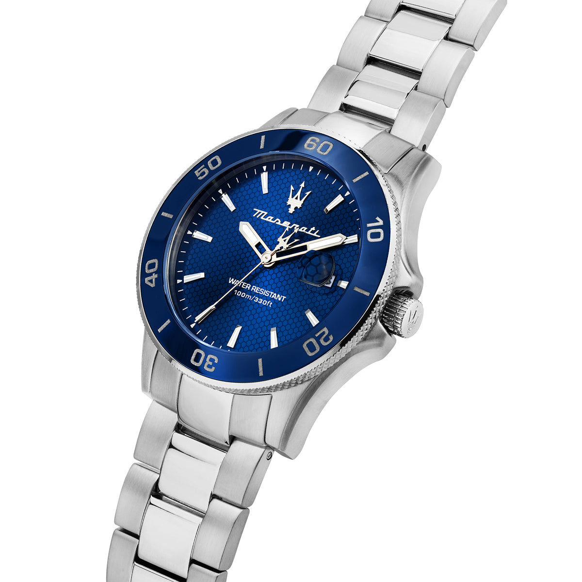 Maserati Competizione 43MM 3H Blue Dial BR SS Men's Watch