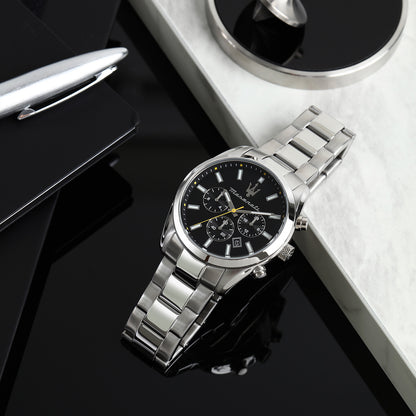 Maserati Attrazione 43MM Mult Black Dial BR SS Men's Watch