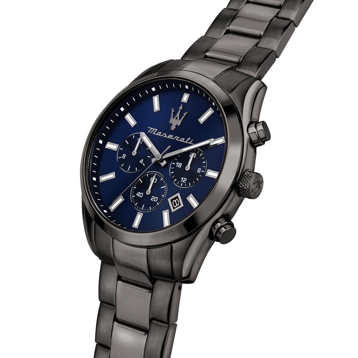 Maserati Attrazione 43MM Mult Blue Dial BR Gun Men's Watch - R8853151012