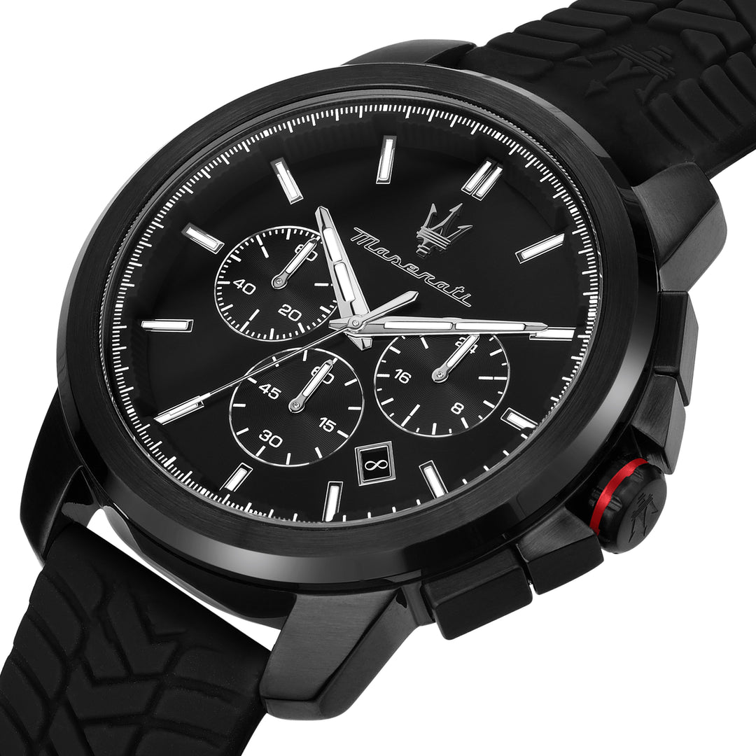 MASERATI SUCCESSO 44MM CHR BLK DIAL BLU+WHT+RED S