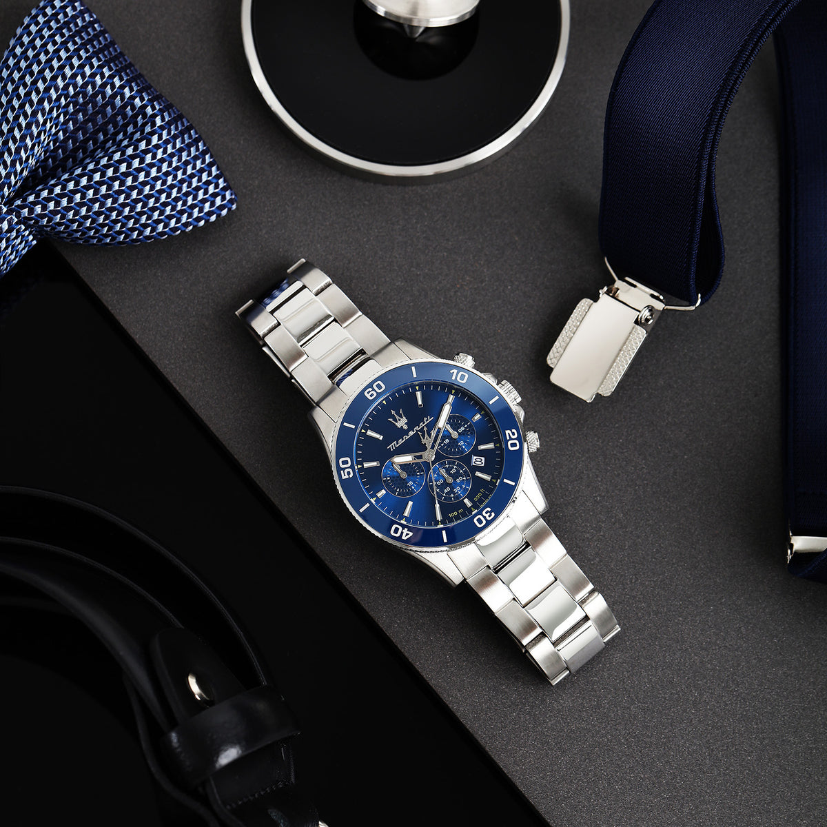 Maserati Competizione 43MM CHR Blue Dial BR SS Men's Watch