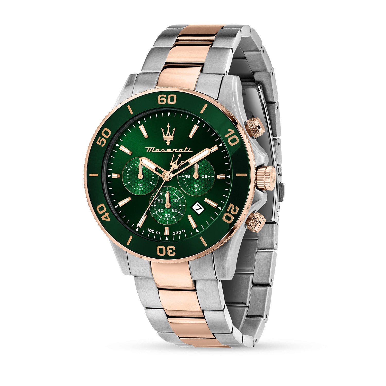 Maserati Competizione 43Mm Chr Gree Dial Br Ss+Rg Men's Watch