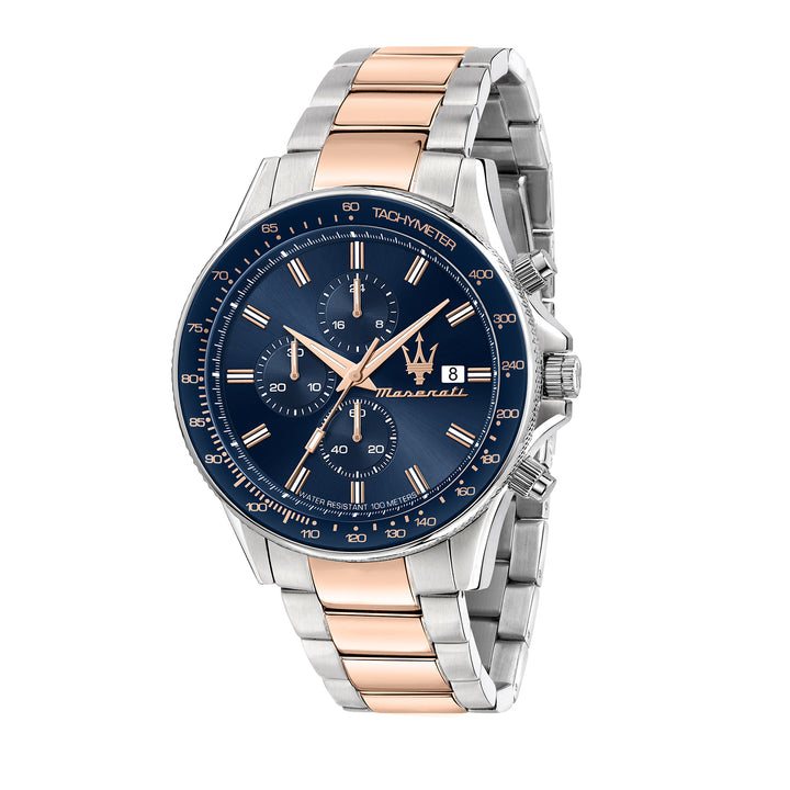 Maserati SFIDA 44MM CHR BLUE DIAL BR SS+RG