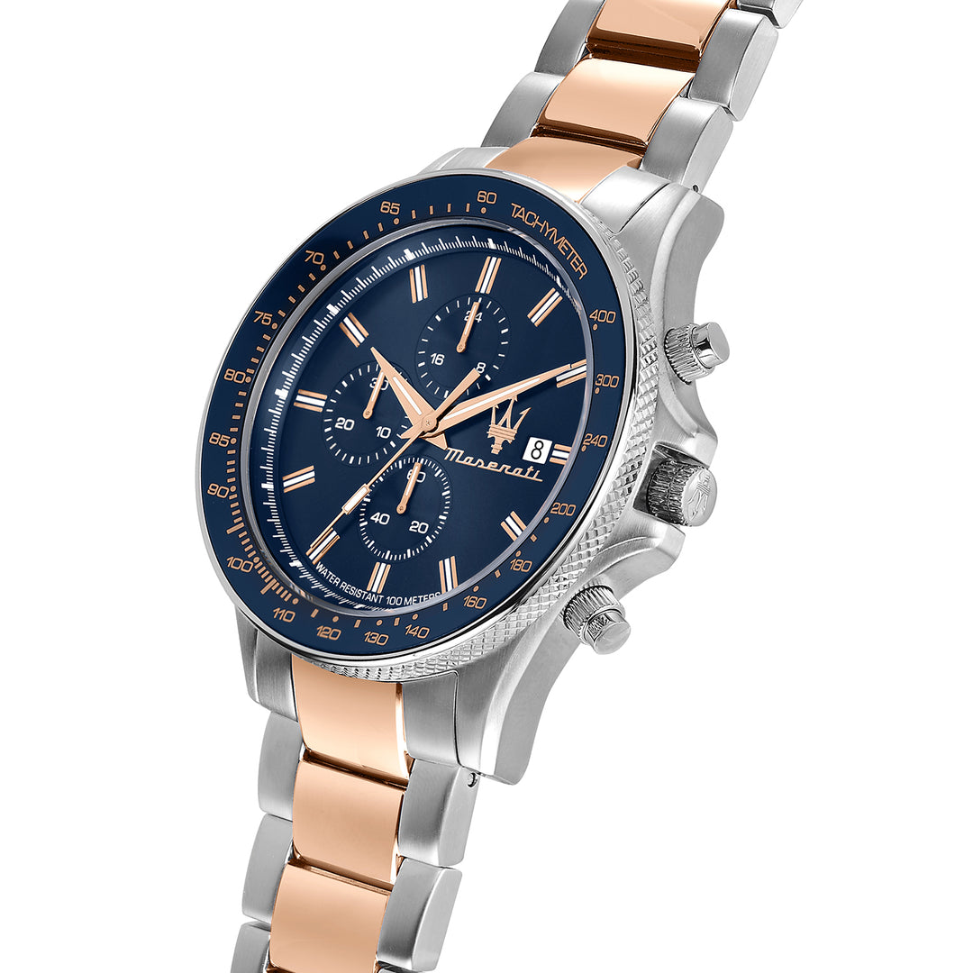 Maserati SFIDA 44MM CHR BLUE DIAL BR SS+RG