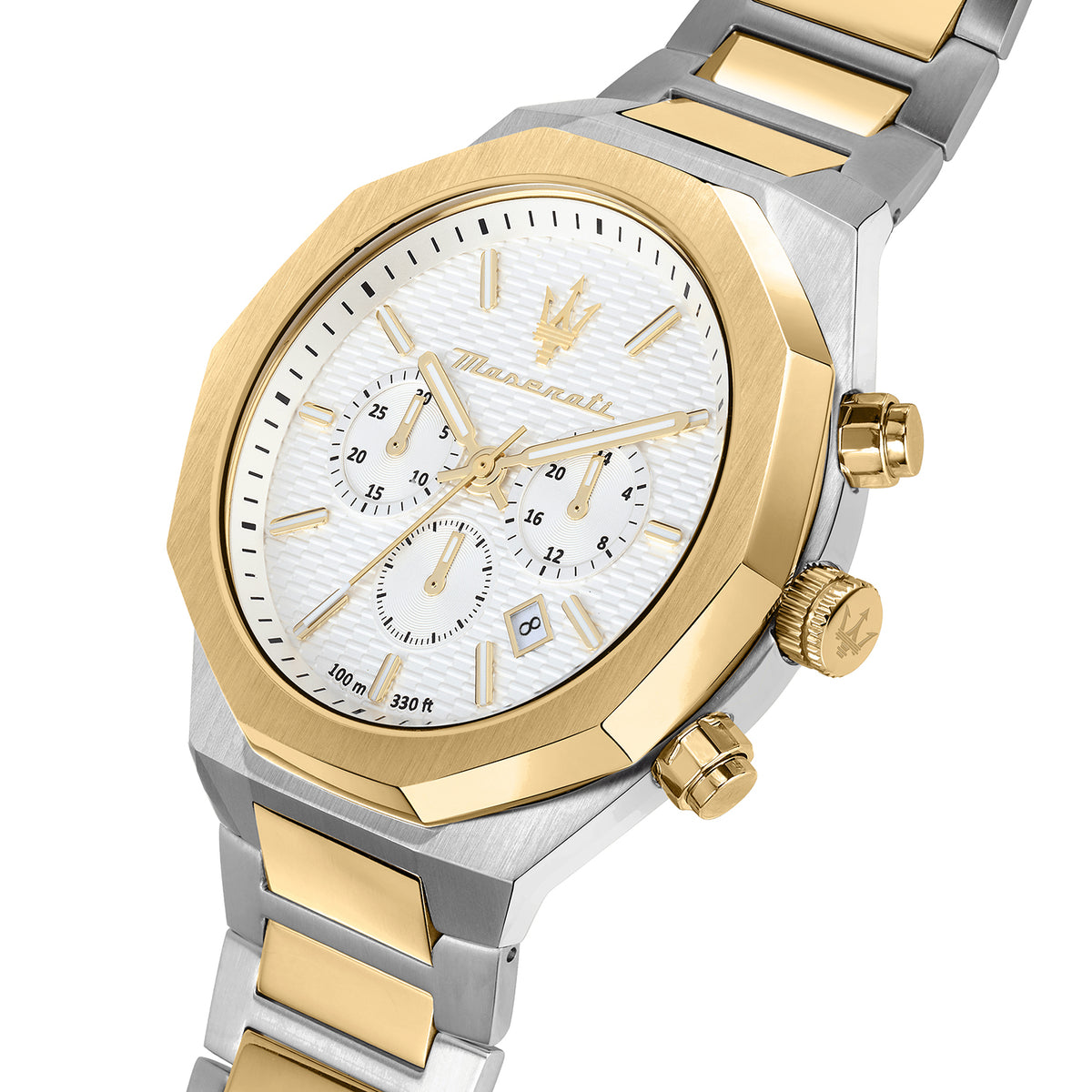 Maserati Stile 45MM CHRO W/Silver Dial BR SS+YG