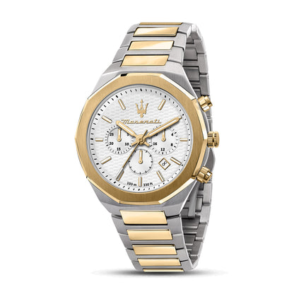 Maserati Stile 45MM CHRO W/Silver Dial BR SS+YG