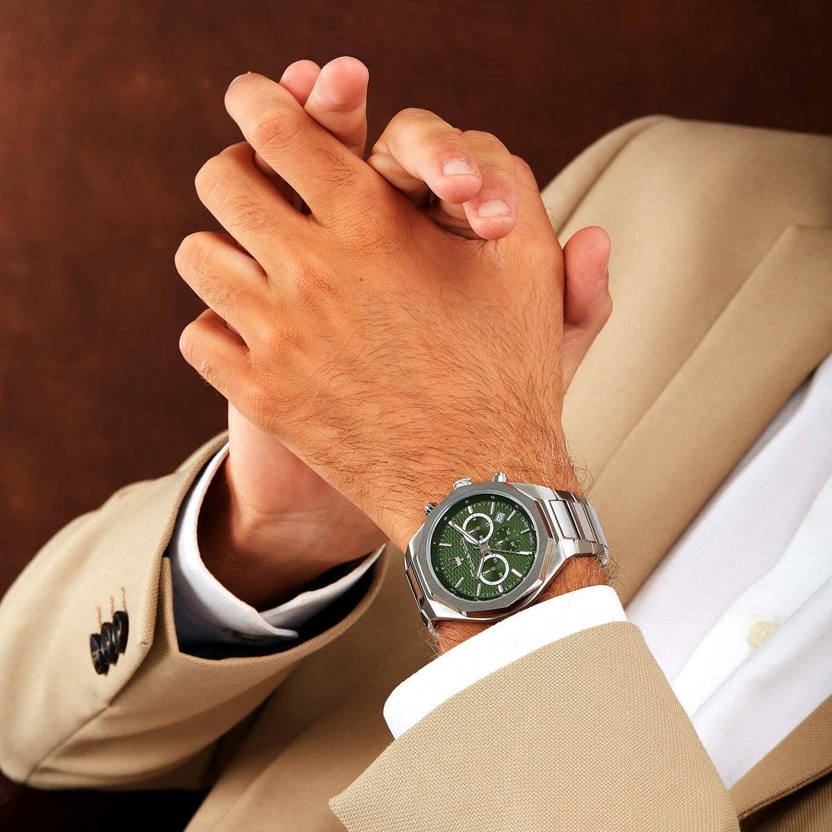 Maserati Stile 45MM CHR Green Dial BR SS Men's Watch