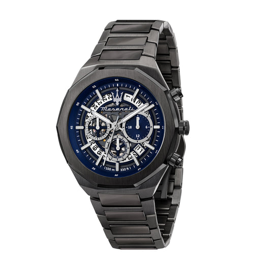 Maserati Stile 45MM CHR BLUE+D.GUN Dial BR D.GUN Men's Watch