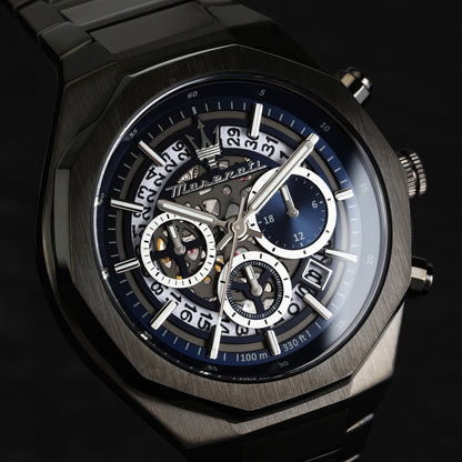 Maserati Stile 45MM CHR BLUE+D.GUN Dial BR D.GUN Men's Watch - R8873642012