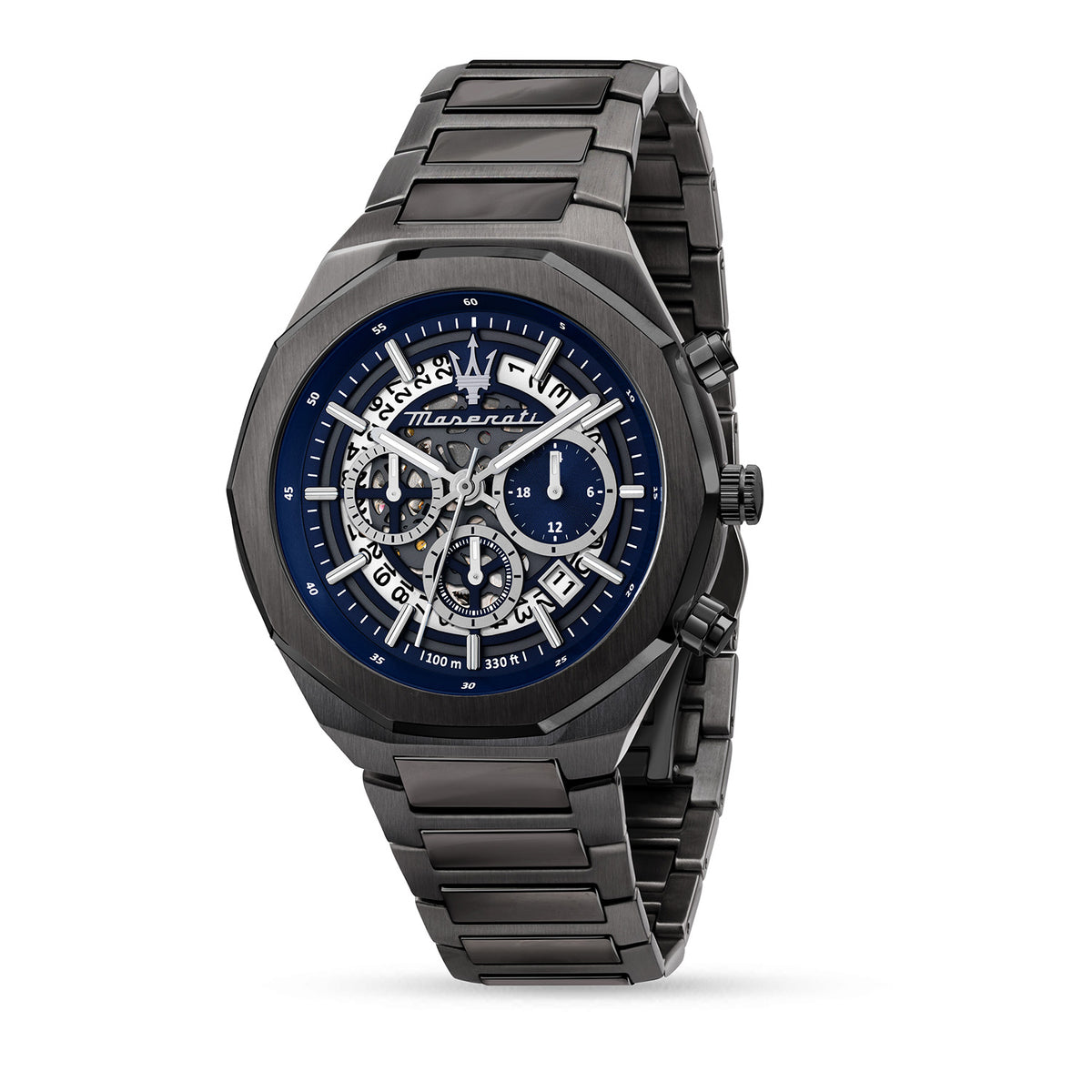 Maserati Stile 45MM CHR BLUE+D.GUN Dial BR D.GUN Men's Watch - R8873642012