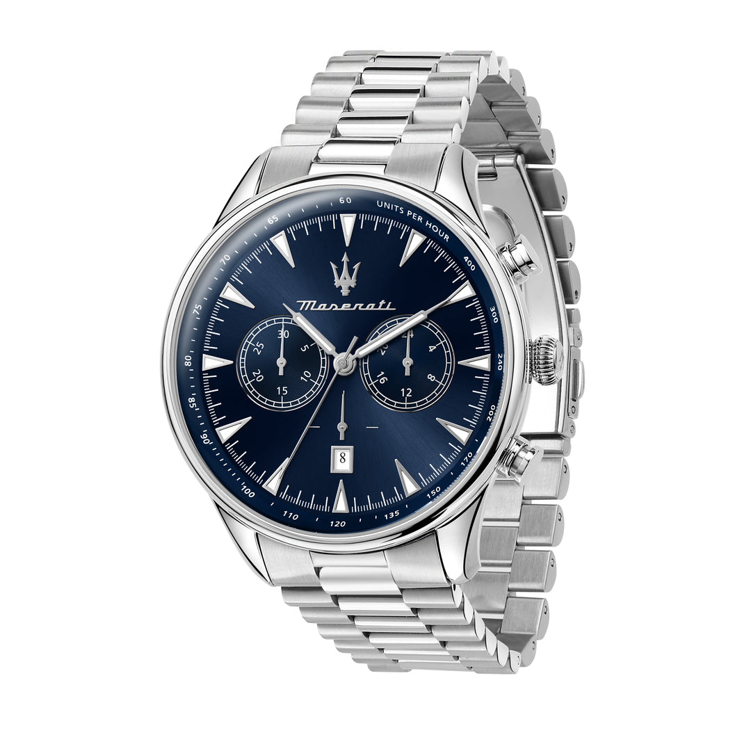 MASERATI TRADIZIONE 45MM CHR BLUE DIAL BR SS