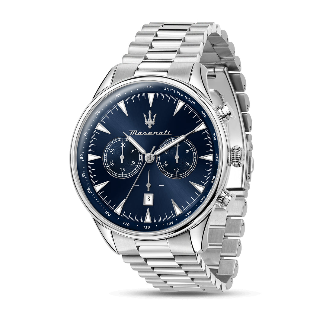 MASERATI TRADIZIONE 45MM CHR BLUE DIAL BR SS