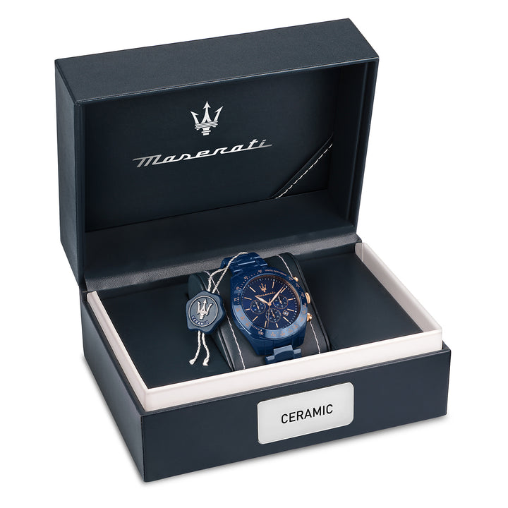 Maserati TRAGUARDO CERAMIC 45 CHR BLU DIAL BR BLU