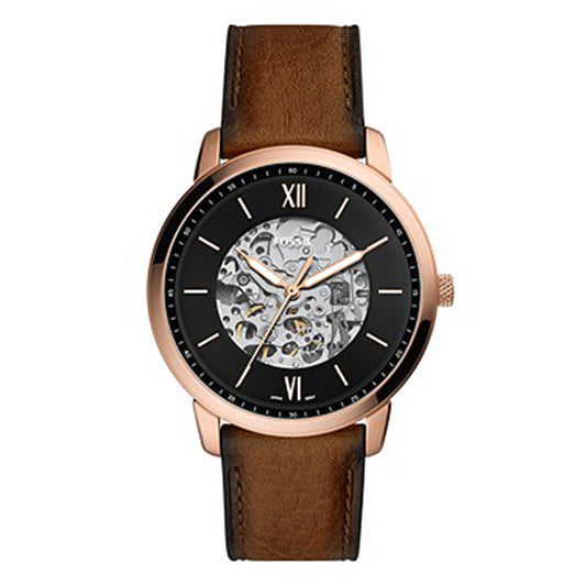 Fossil Automatic Men's Watch Gold Plated Leather Strap