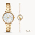 Michael Kors Pyper Two-Hand Gold-Tone Stainless Steel Women's Watch and Earrings and Necklace Set
