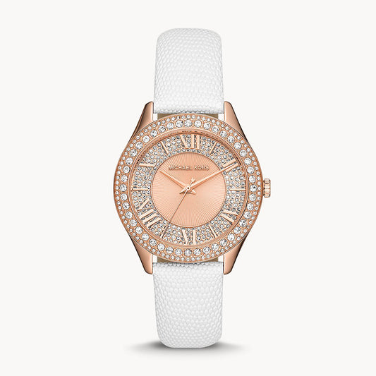 Michael Kors Harlowe Three-Hand White Lizard Women's Watch