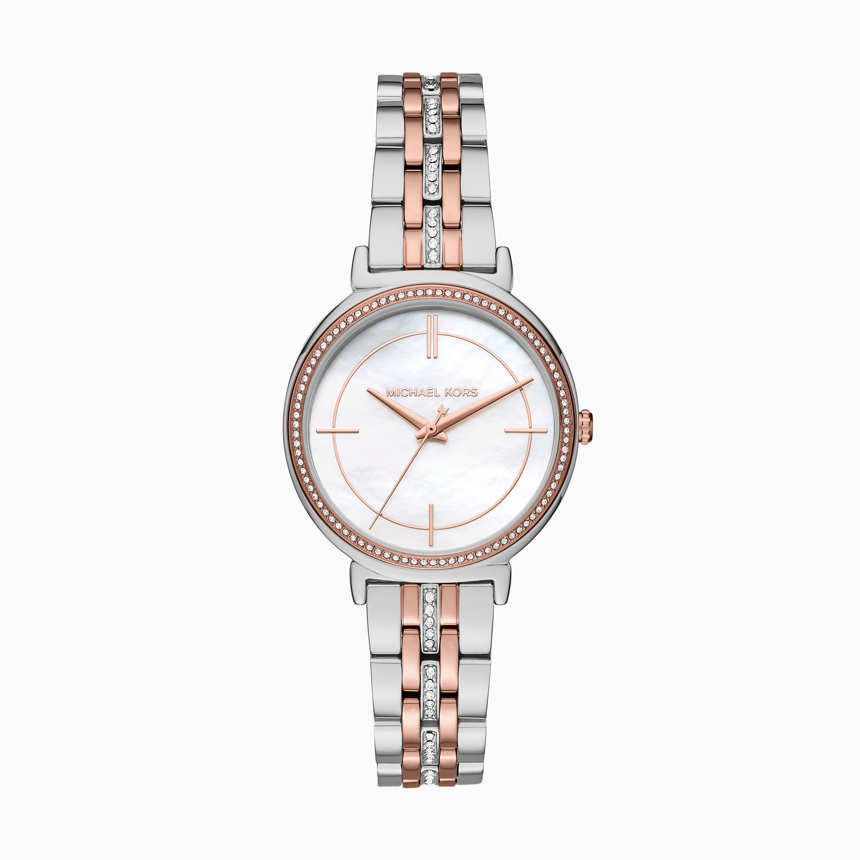 Michael Kors Cinthia Two-Tone Stainless Steel Mother of Pearl Crystal ...