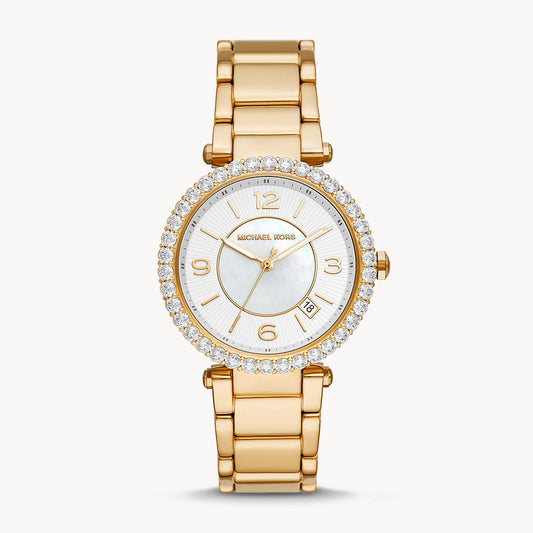 Michael Kors Parker Lux Three-Hand Gold-Tone Stainless Steel Women's Watch