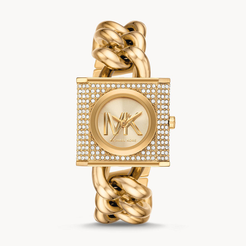 Michael Kors Chain Lock Three-Hand Gold-Tone Stainless Steel Women's Watch - MK4711