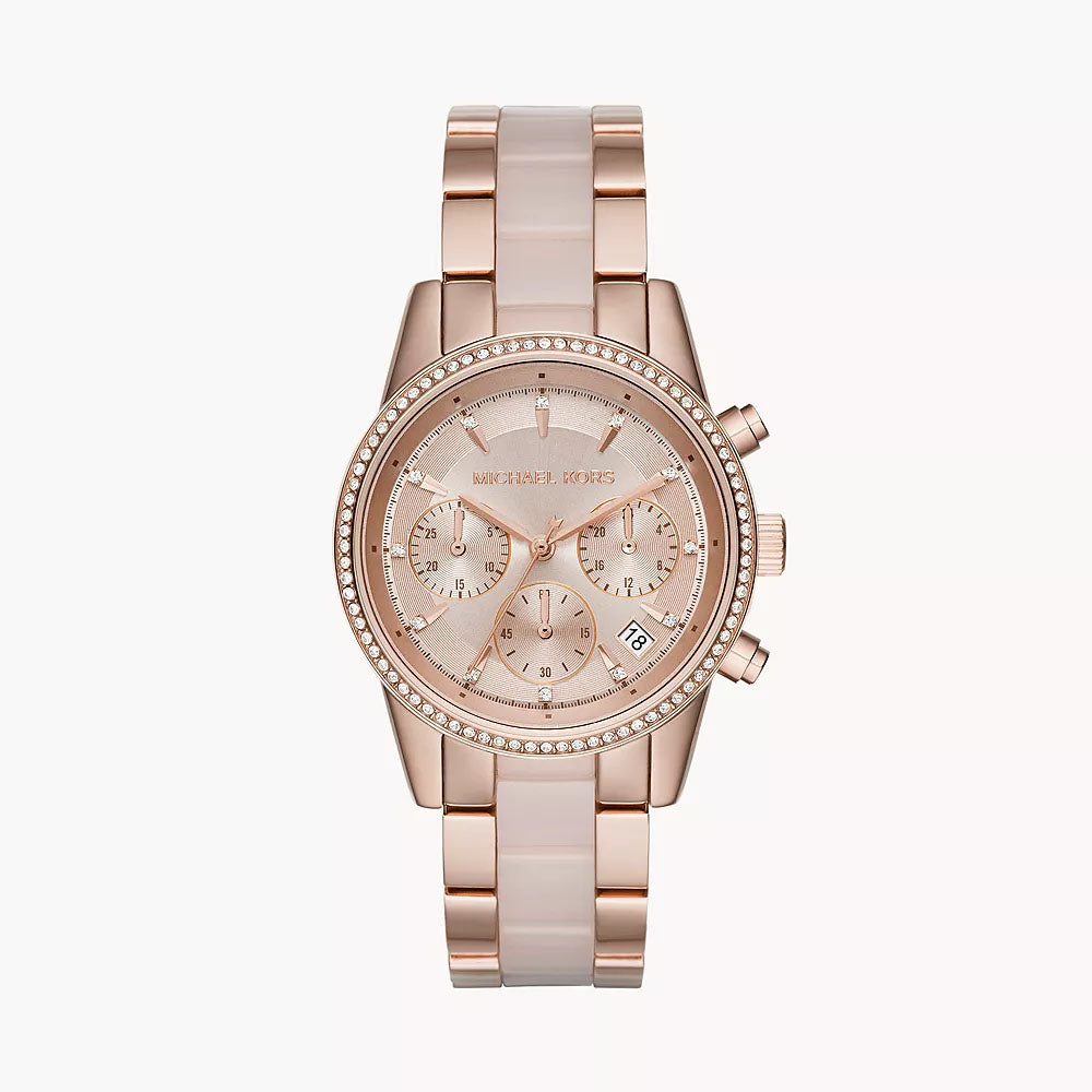 Michael Kors Bryant Women's Chronograph Rose Gold-Tone Stainless Steel ...