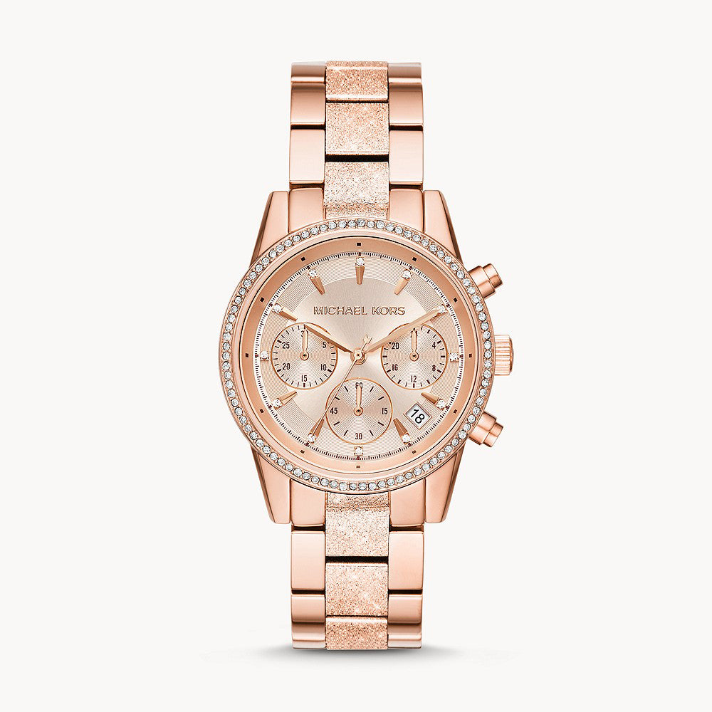 Michael Kors Ritz Chronograph Rose Gold-Tone Stainless Steel Women's Watch - MK6598