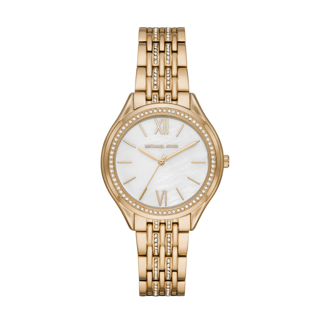 Michael Kors Mother of Pearl Analog Women's Watch Gold Plated Metal Bracelet - MK7078