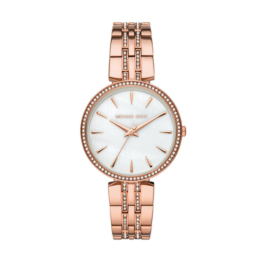 Michael Kors Mother of Pearl Analog Women's Watch Gold Plated Metal Bracelet