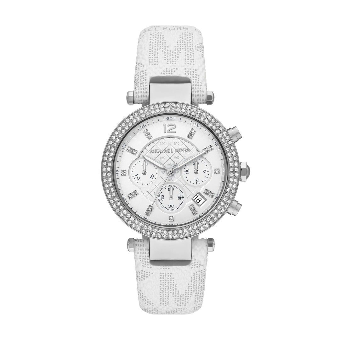 Michael Kors Parker Chronograph Optic White Pvc Women's Watch - MK7226B