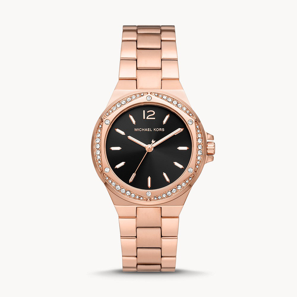Michael Kors Lennox Three-Hand Rose Gold-Tone Stainless Steel Women's Watch