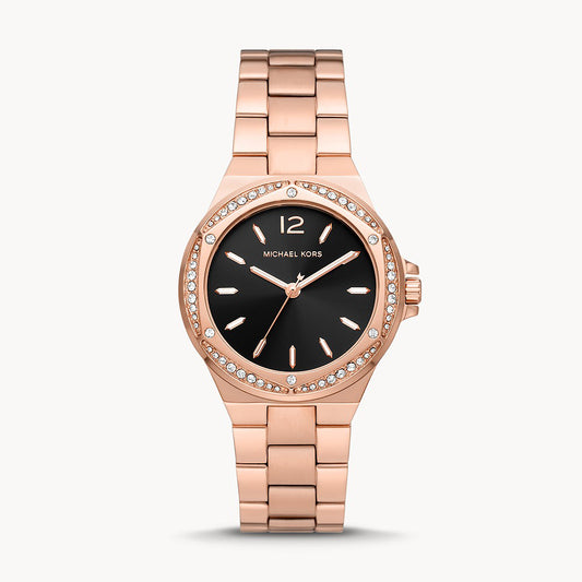 Michael Kors Lennox Three-Hand Rose Gold-Tone Stainless Steel Women's Watch