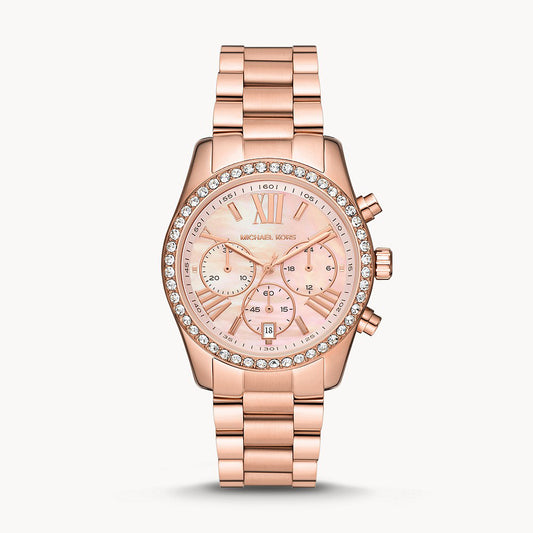 Michael Kors Lexington Lux Chronograph Rose Gold-Tone Stainless Steel Women's Watch
