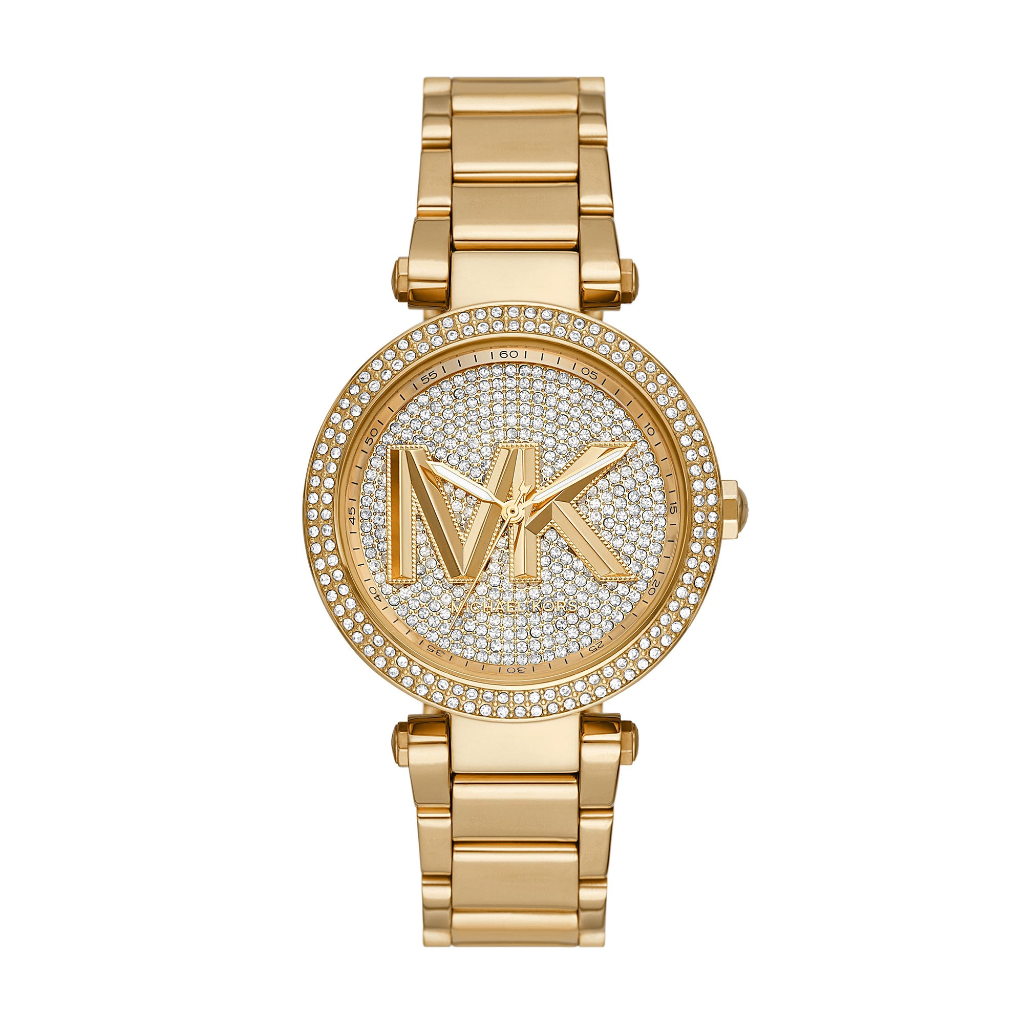 Michael Kors Parker Three-Hand Gold-Tone Stainless Steel Women's Watch ...