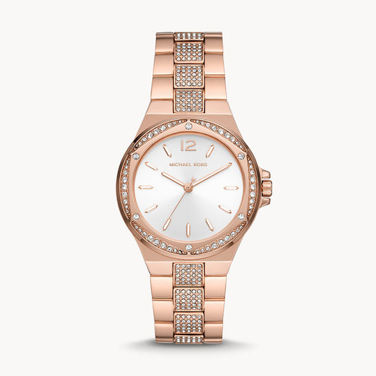 Michael Kors Lennox Three-Hand Rose Gold-Tone Stainless Steel Women's Watch