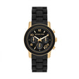 Michael Kors Runway Women's Chronograph Gold-Tone Stainless Steel and Black Silicone Watch
