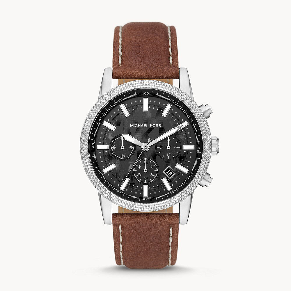 Michael Kors Hutton Silver Leather Men's Watch - MK8955