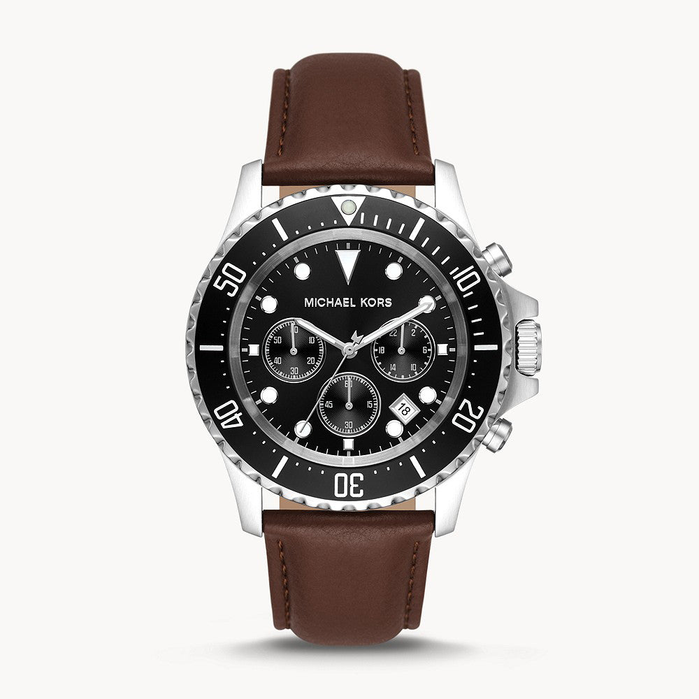 Michael Kors Everest Chronograph Chocolate Leather Men's Watch - MK9054