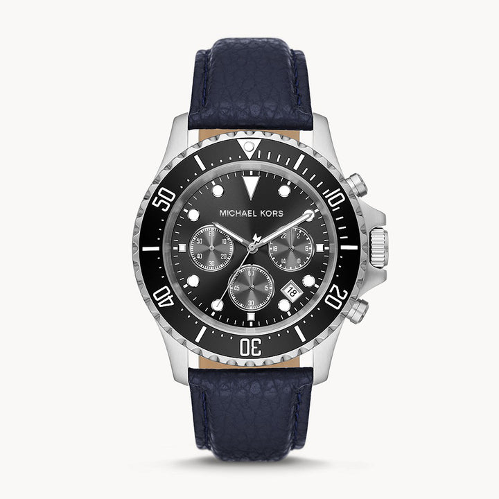 Michael Kors Everest Chronograph Navy Leather Men's Watch - MK9091