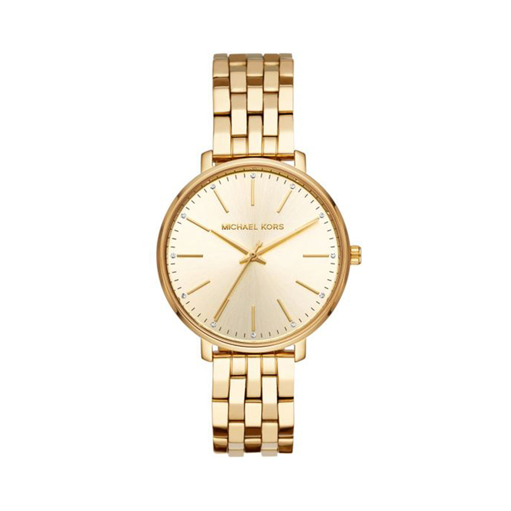 Michael Kors Analog Women's Watch Gold Plated Metal Bracelet - MK3898