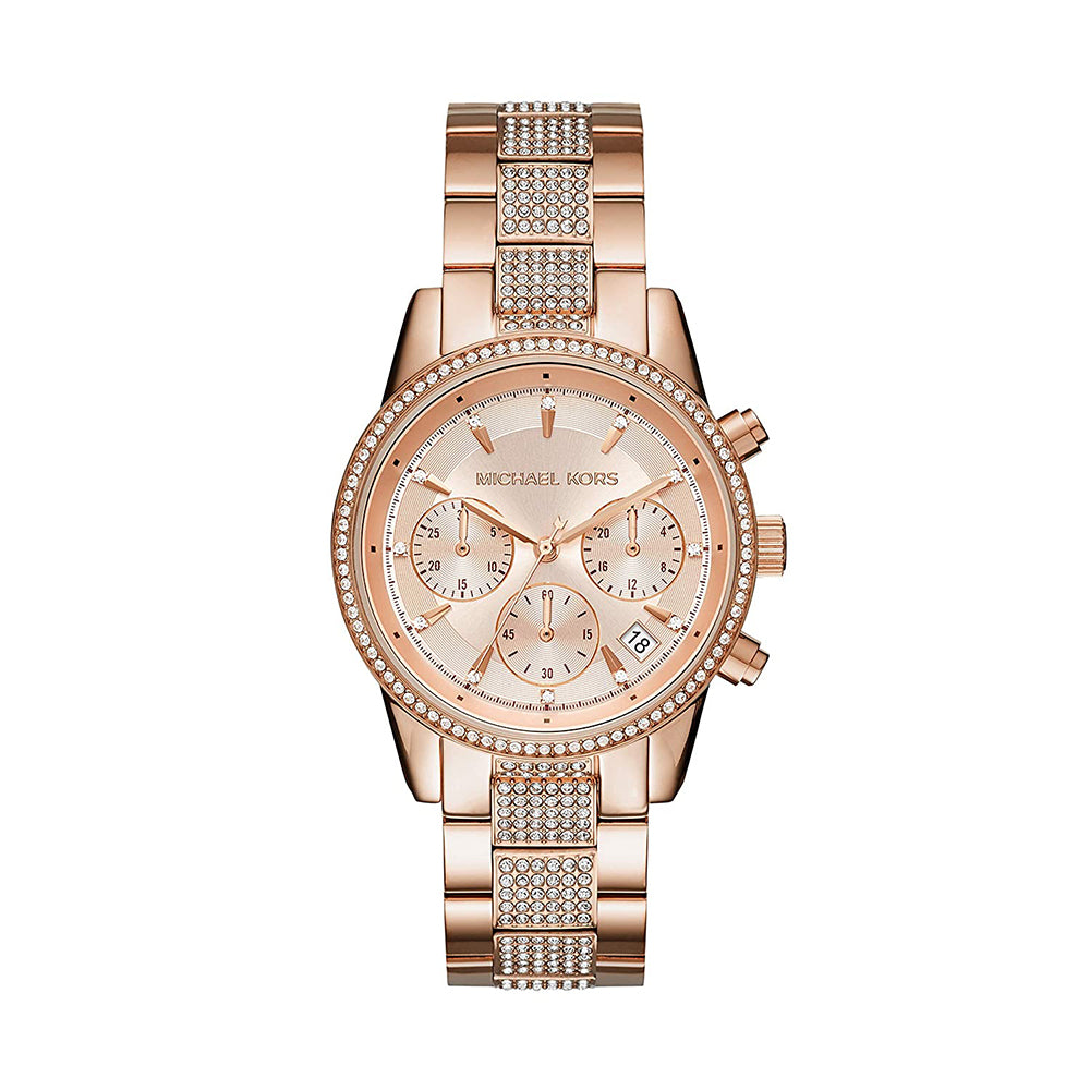 Michael Kors Analog Women's Watch Gold Plated Metal Bracelet - MK6485