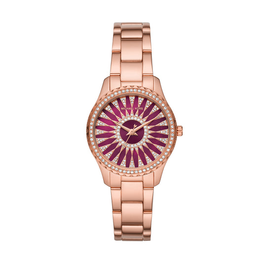 Michael Kors Mother of Pearl Analog Women's Watch Gold Plated Metal Bracelet
