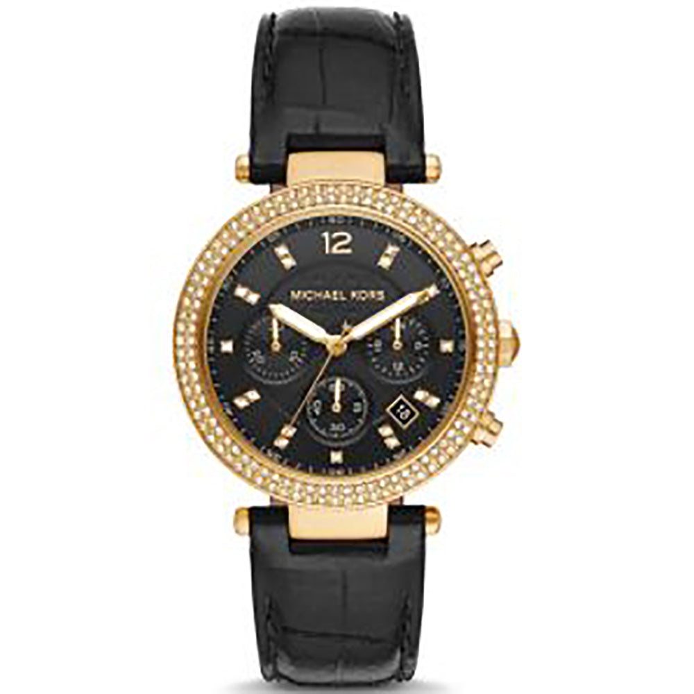 Michael Kors Analog Men's Watch Gold Plated Leather Strap - MK6984