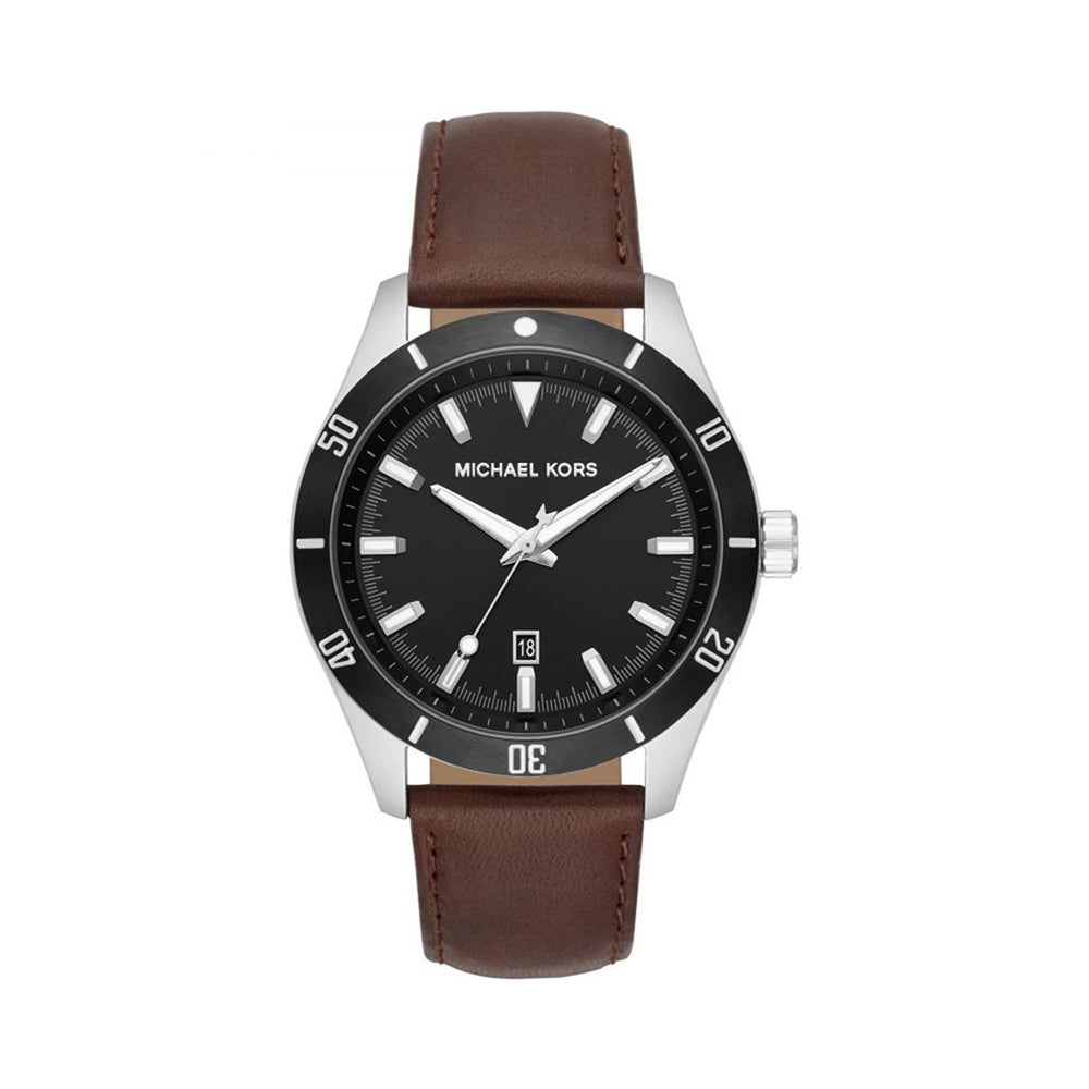 Michael Kors Analog Men's Watch Stainless Steel Leather Strap - MK8859