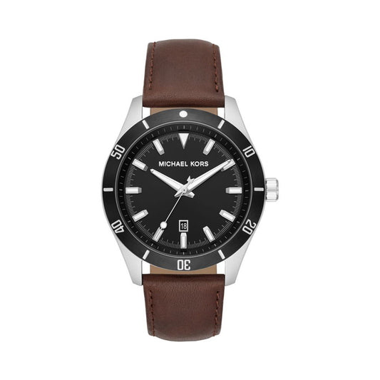 Michael Kors Analog Men's Watch Stainless Steel Leather Strap