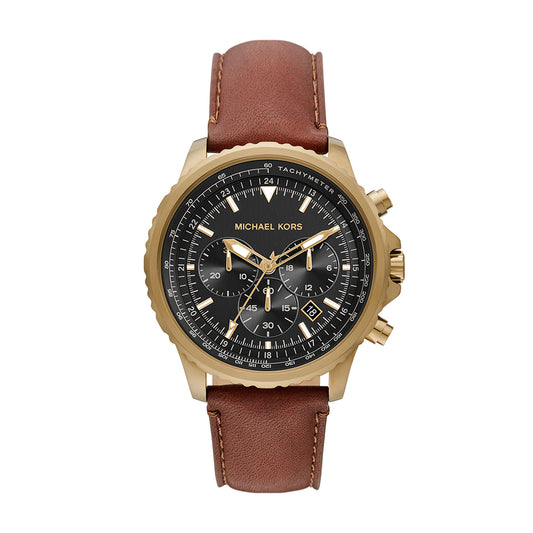 Michael Kors Analog Men's Watch Stainless Steel Leather Strap