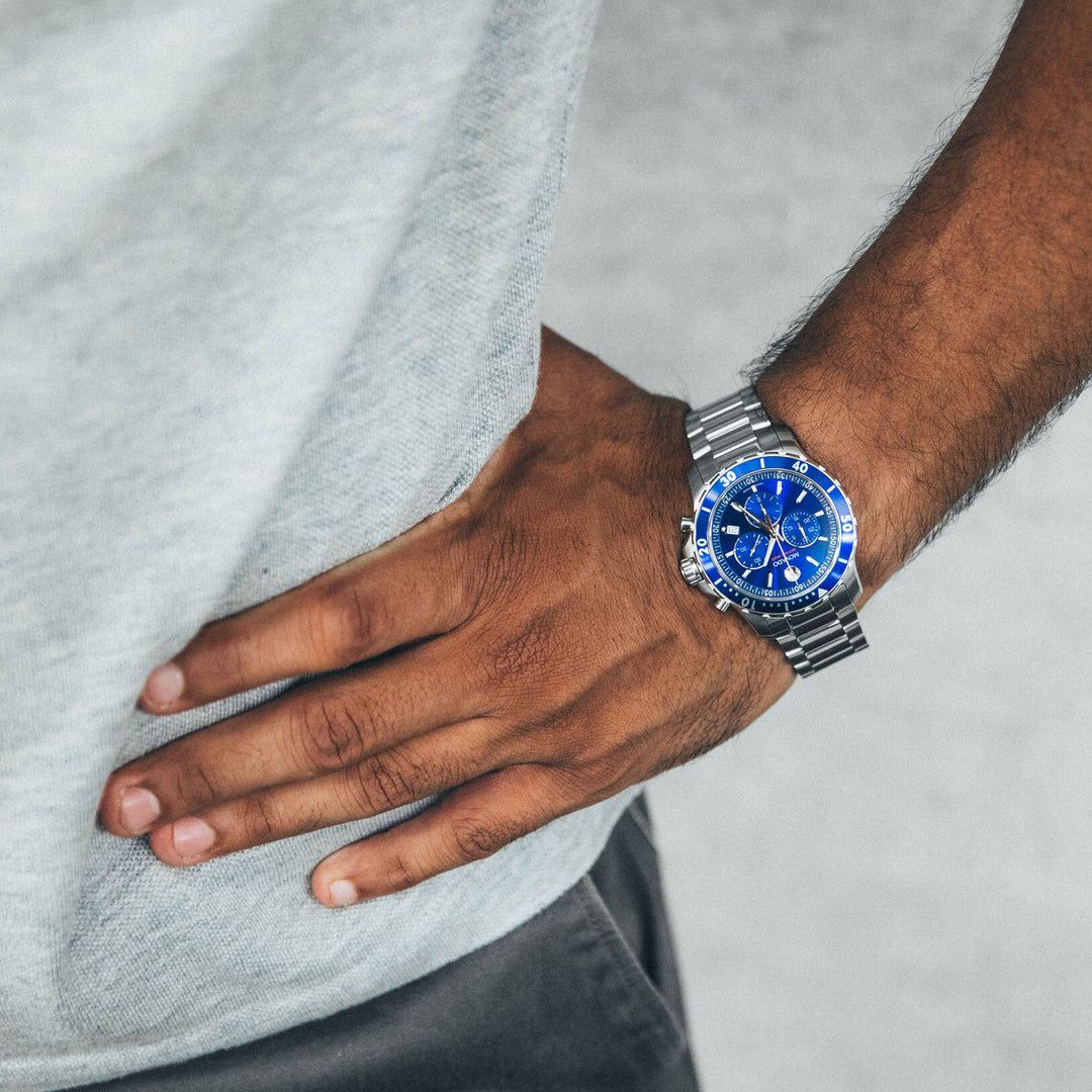 Movado Men's Blue Dial Watch Silver Tone Case Quartz